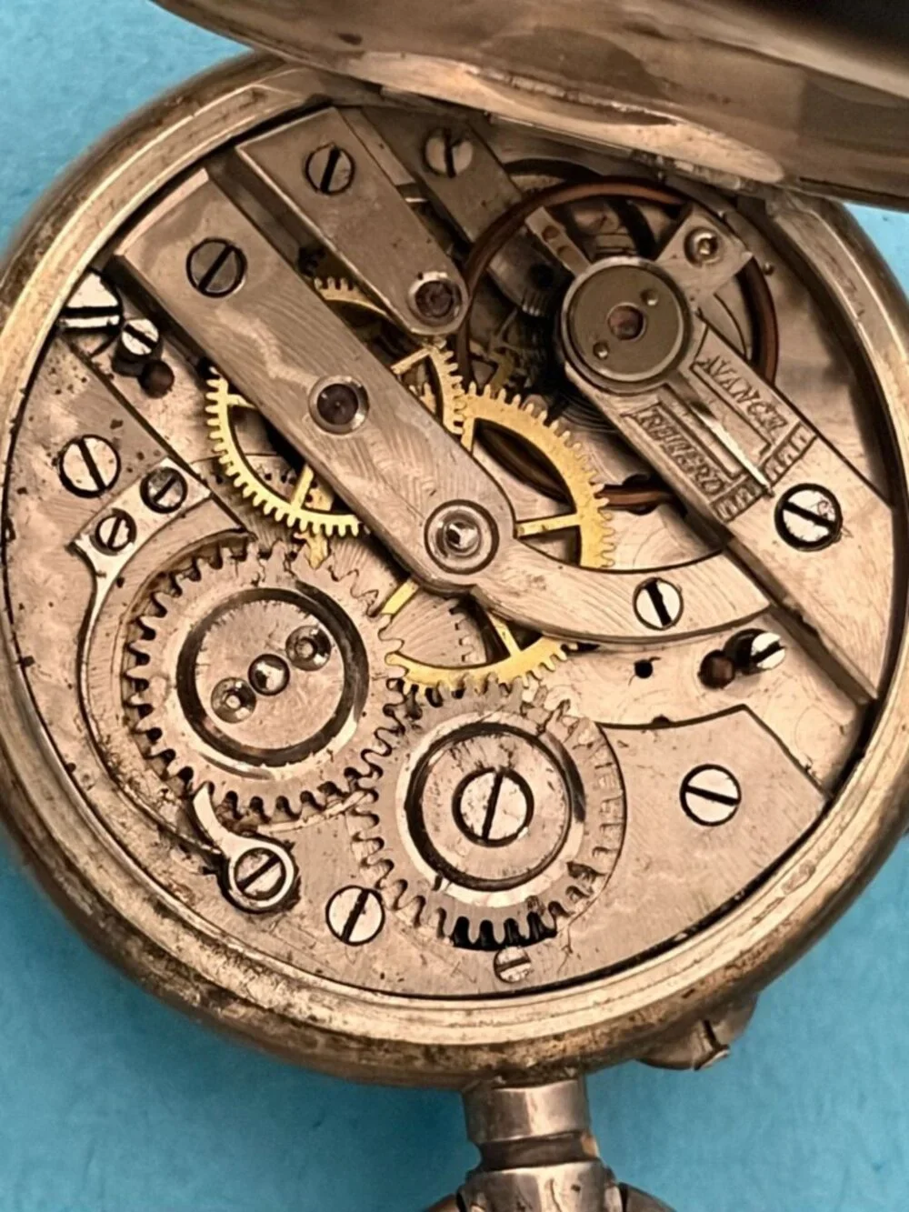 Enamel Swiss .800 Silver Case Pocket Watch Antique Engraved 4 parts / repair